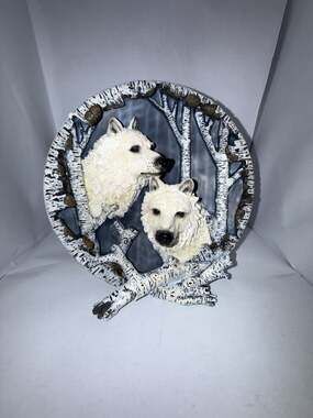 Classic Wildlife Collection two White huskies